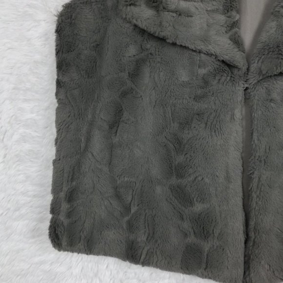 Jack Womens Vest Faux Fur Gray Sleeveless Lined Shawl Collar L - Picture 10 of 12